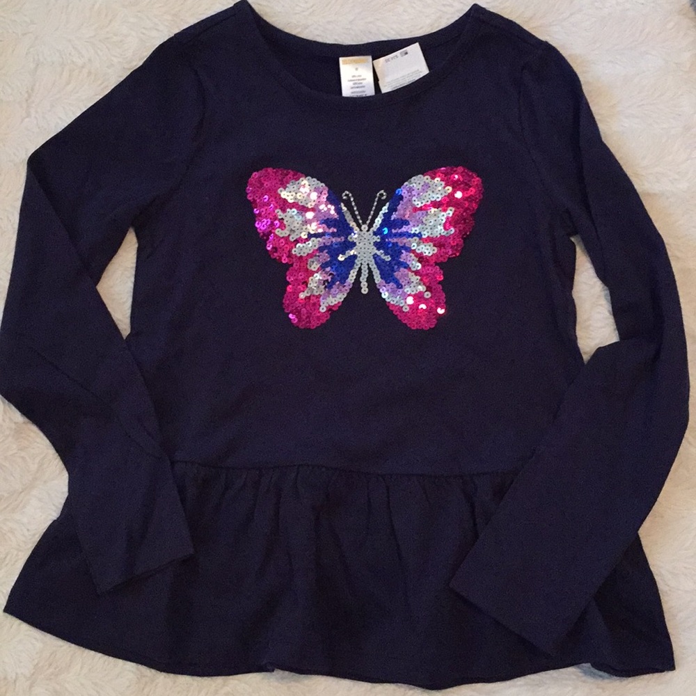 Gymboree Sequin Butterfly Shirt Girls 8!NWT!